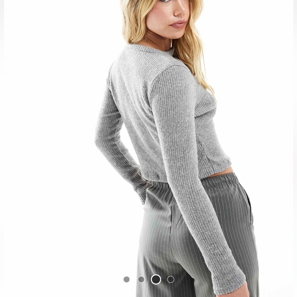 Gray Ribbed Cardigan - Picture 2 of 3